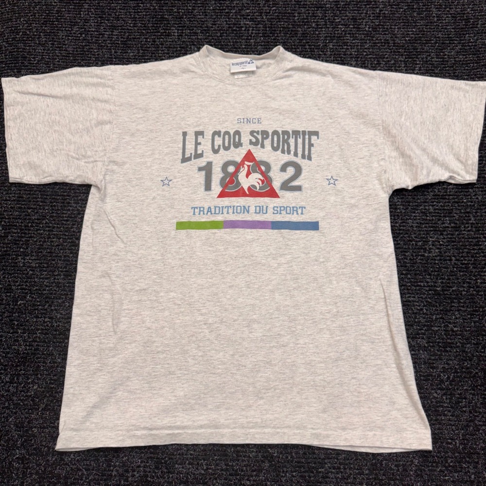 Le Coq Sportif Vintage Graphic T-Shirt Gray Heather Large Tradition Du Sport